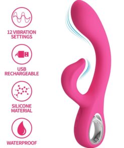 PRETTY LOVE - FRITZ RABBIT VIBRATOR 12 VIBRATIONS PINK