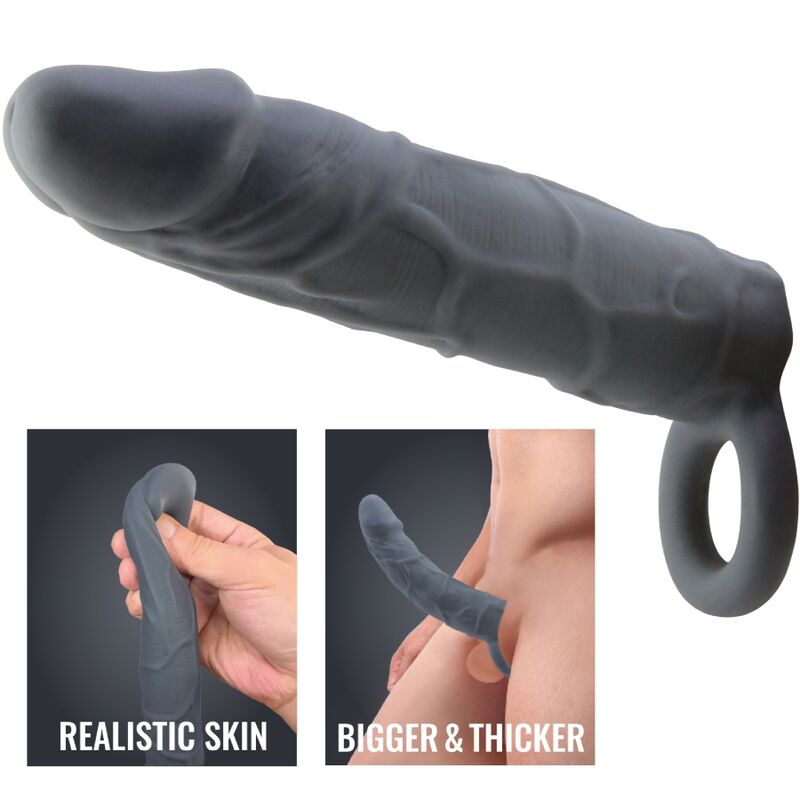 PRETTY LOVE - REALISTIC SKIN PENIS SLEEVE DARK GREY - Image 4