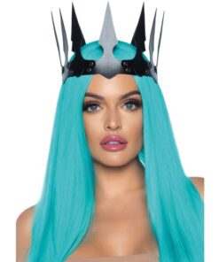 LEG AVENUE - SYNTHETIC LEATHER MALEFICENT CROWN WITH STUDS BLACK