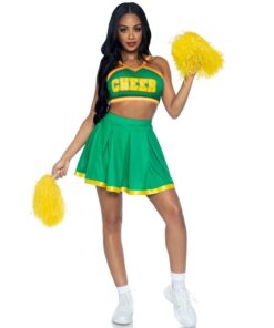LEG AVENUE - COSTUME CHEERLEADER GREEN M/L