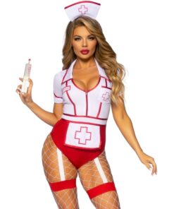 LEG AVENUE - SEXY NURSE COSTUME RED/WHITE M