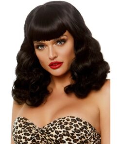 LEG AVENUE - CURLY RETRO WIG WITH BANGS LUMINISCENT BLACK