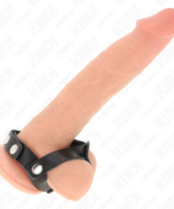 Alternative view of KINK - ADJUSTABLE LEATHER PENIS RING AND BALL DIVIDER STRAP
