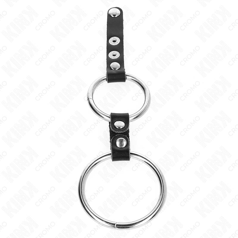 KINK - DOUBLE PENIS RING 3.8 CM TO 5 CM CONNECTED BY LEATHER - Image 4