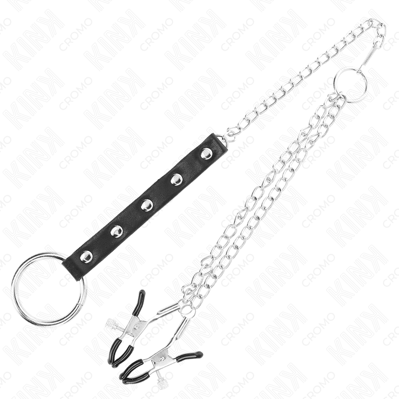KINK - METAL PENIS RING WITH CHAIN AND ADJUSTABLE NIPPLE CLAMPS - Image 4