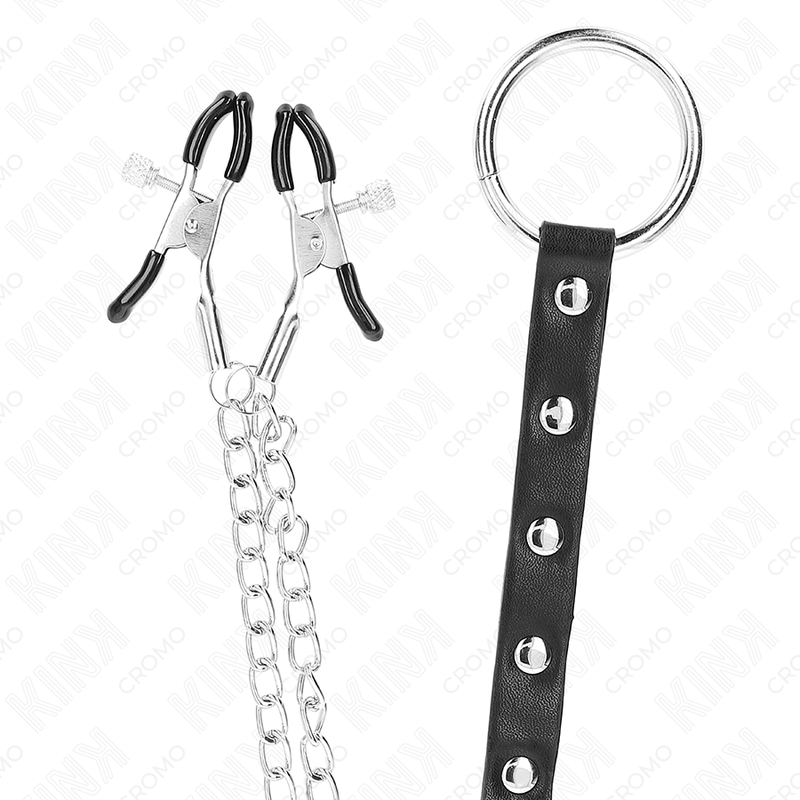 KINK - METAL PENIS RING WITH CHAIN AND ADJUSTABLE NIPPLE CLAMPS - Image 5