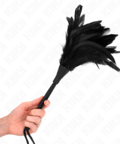 KINK - BLACK MAIDS HORN SHAPED TICKLE CHICKEN FEATHERS 36 CM