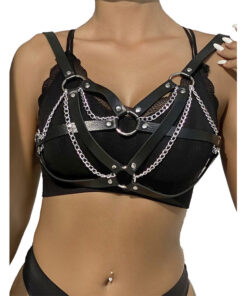 SUBBLIME - 953713 PUNK BONDAGE BELT METAL BUCKLE BLACK ONE SIZE