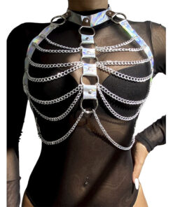 Alternative view of SUBBLIME - 953737 CHEST HARNESS WITH RINGS AND CHAINS SILVER ONE SIZE