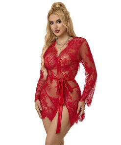 SUBBLIME - 953782 LACE NIGHTGOWN + THONG RED L/XL