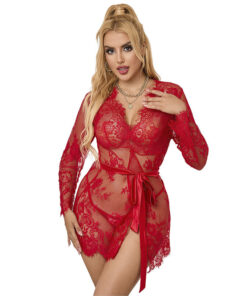 Alternative view of SUBBLIME - 953782 LACE NIGHTGOWN + THONG RED L/XL