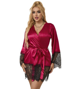 SUBBLIME - 953812 ELEGANT LACE PAJAMAS + THONG RED S/M