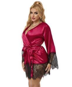 Alternative view of SUBBLIME - 953829 ELEGANT LACE PAJAMAS + THONG RED L/XL