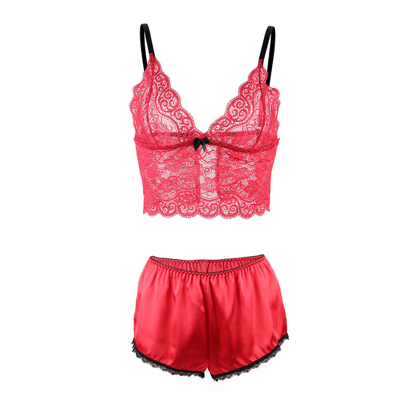 SUBBLIME - 953898 SILK AND LACE NIGHTGOWN + PANTIES RED S/M - Image 5