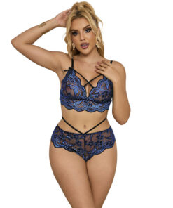 SUBBLIME - 954062 BRA + PANTIES LACE BLUE S/M