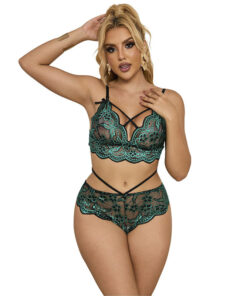 SUBBLIME - 954086 BRA + PANTIES LACE GREEN S/M