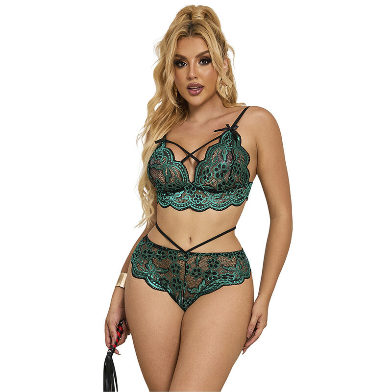 SUBBLIME - 954093 BRA + PANTIES LACE GREEN L/XL - Image 4