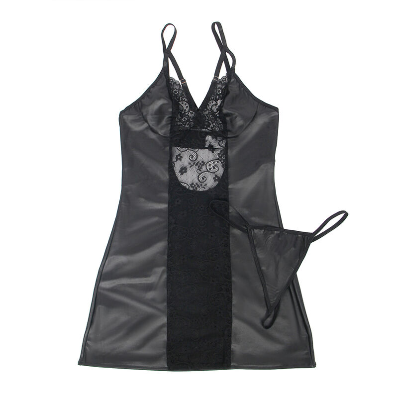 SUBBLIME - 954161 DRESS + THONG LEATHER BLACK S/M - Image 5