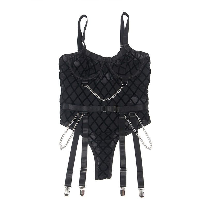 SUBBLIME - 9542277 BODY WITH CHAINS + GARTER BELT BLACK L/XL - Image 5
