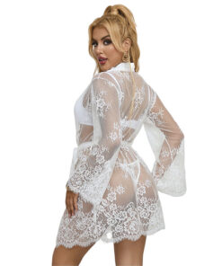 Alternative view of SUBBLIME - 954369 LONG SLEEVE NIGHTGOWN WITH FLORAL DESIGN WHITE S/M