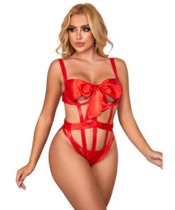 SUBBLIME - 954475 SEXY OPENWORK BODY WITH BOW RED L/XL