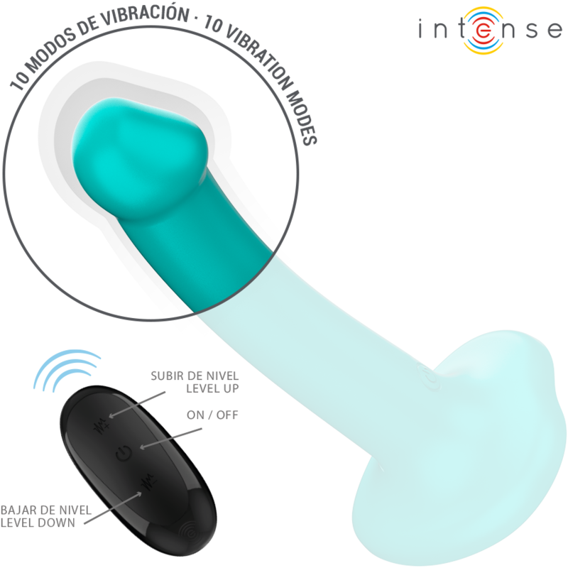 INTENSE - KATIE VIBRATOR WITH SUCTION CUP 10 VIBRATIONS BLUE REMOTE CONTROL - Image 3