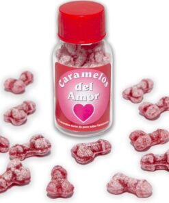 DIABLO PICANTE - 12 PENIS-SHAPED LOVE CANDIES STRAWBERRY/CHERRY