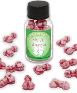 DIABLO PICANTE - 12 PENIS-SHAPED LUCKY CANDIES STRAWBERRY/CHERRY