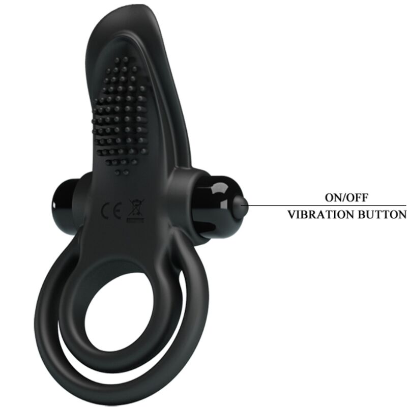 PRETTY LOVE - DOUBLE VIBRATING RING + CLITORIS STIMULATOR 10 VIBRATIONS BLACK - Image 4
