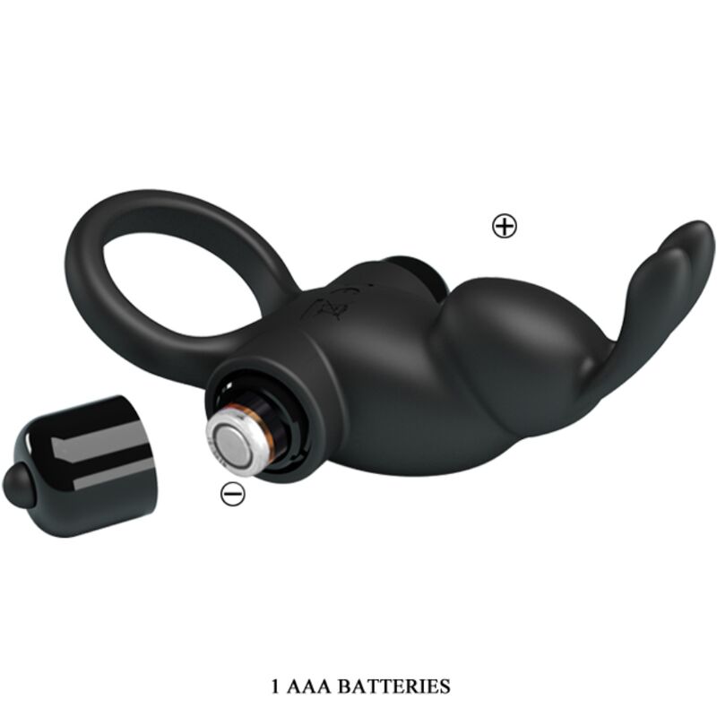 PRETTY LOVE - VIBRATING RING + RABBIT CLITORIS STIMULATOR 10 VIBRATIONS BLACK - Image 5