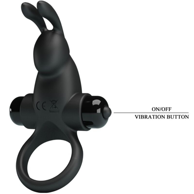 PRETTY LOVE - VIBRATING RING + RABBIT CLITORIS STIMULATOR 10 VIBRATIONS BLACK - Image 4