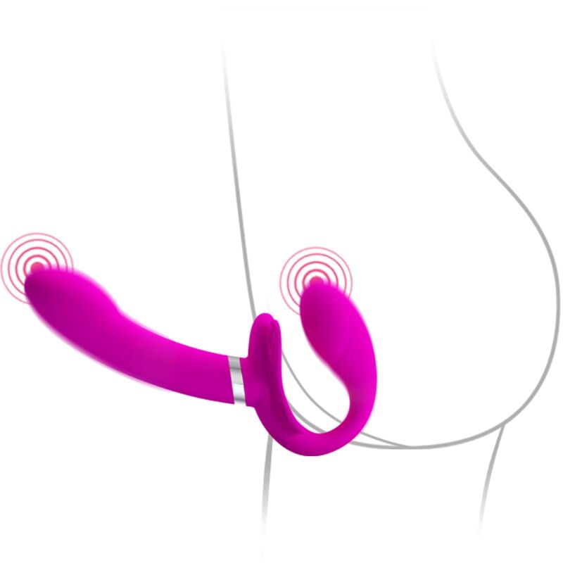 PRETTY LOVE - VALERIE DOUBLE STRAP-ON VIBRATOR 12 VIBRATIONS PURPLE - Image 3