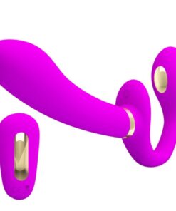 PRETTY LOVE - THUNDERBIRD DOUBLE STRAP-ON VIBRATOR REMOTE CONTROL PURPLE