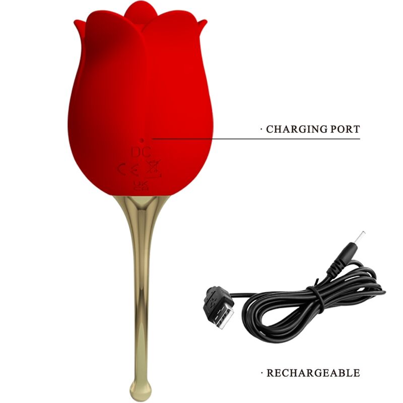 PRETTY LOVE - ROSE LOVER ROSE CLITORIS STIMULATOR 12 VIBRATIONS RED - Image 5