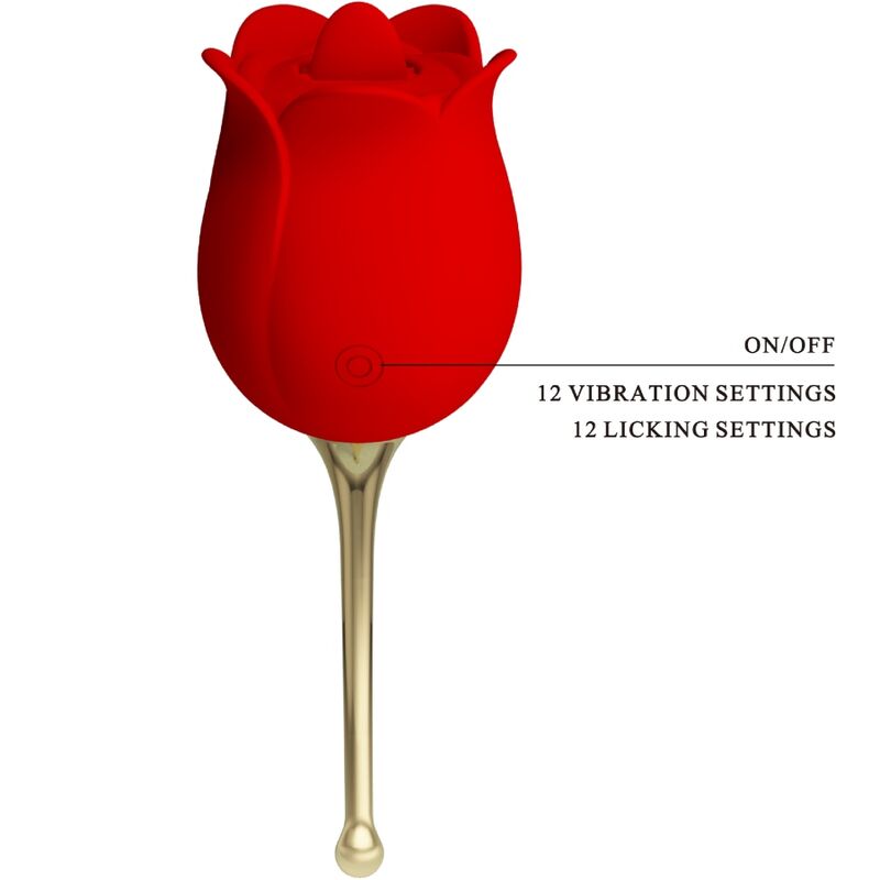 PRETTY LOVE - ROSE LOVER ROSE CLITORIS STIMULATOR 12 VIBRATIONS RED - Image 3