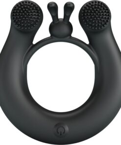 PRETTY LOVE - DAHLIA VIBRATING RING + CLITORIS STIMULATOR 12 VIBRATIONS BLACK