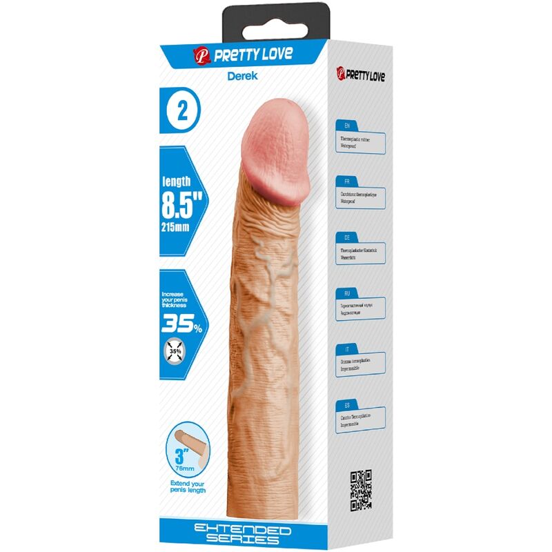 PRETTY LOVE - DEREK PENIS SLEEVE WITH 7.6 CM EXTENSION FLESH - Image 5