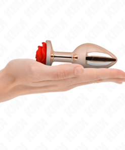 KINK - PINK GOLD ANAL PLUG WITH RED ROSE L