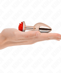 KINK - PINK GOLD ANAL PLUG WITH RED ROSE M