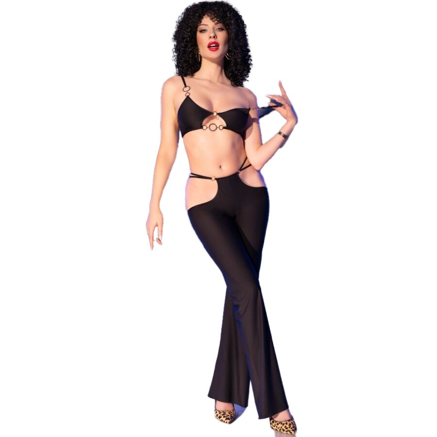 CHILIROSE - CR 4851 BLACK TOP AND LEGGINGS SET WITH GOLDEN ACCESSORIES - Image 3