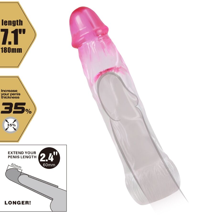 PRETTY LOVE - NERON REALISTIC 6 CM ENLARGEMENT SHEATH FOR PENIS PINK - Image 5