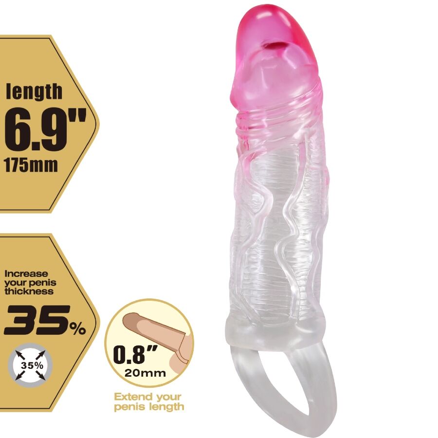 PRETTY LOVE - ODES REALISTIC 2 CM ENLARGEMENT SHEATH FOR PENIS PINK - Image 5