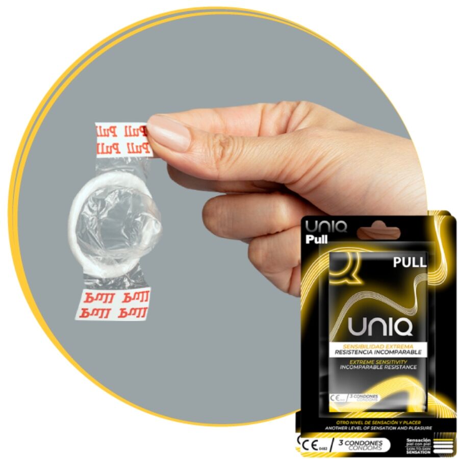 UNIQ - PULL LATEX FREE CONDOMS WITH STRIPS 3 UNITS - Image 2