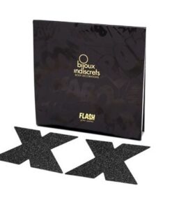 Alternative view of BIJOUX - INDISCRETS FLASH CROSS BLACK NIPPLE CAPS
