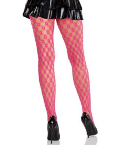Alternative view of LEG AVENUE - LACE TIGHTS WITH EYELETS NEON PINK