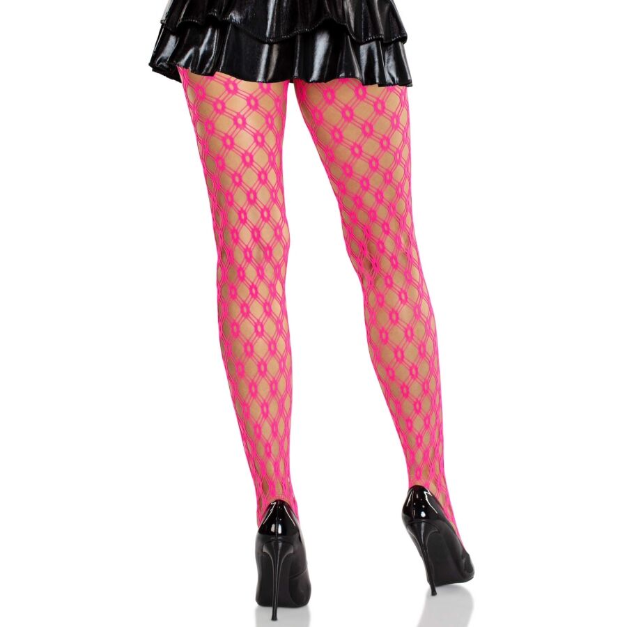 LEG AVENUE - LACE TIGHTS WITH EYELETS NEON PINK - Image 2