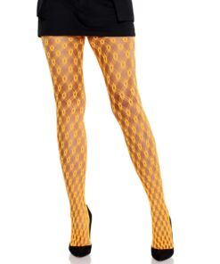 LEG AVENUE - LACE TIGHTS WITH EYELETS NEON ORANGE