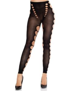 LEG AVENUE - SEAMLESS OPAQUE STOCKINGS WITH CUTOUT AT THE FEET BLACK
