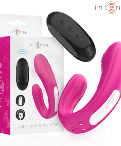 INTENSE - JANET DUAL U-SHAPED STIMULATOR AND VIBRATOR WITH REMOTE CONTROL PINK