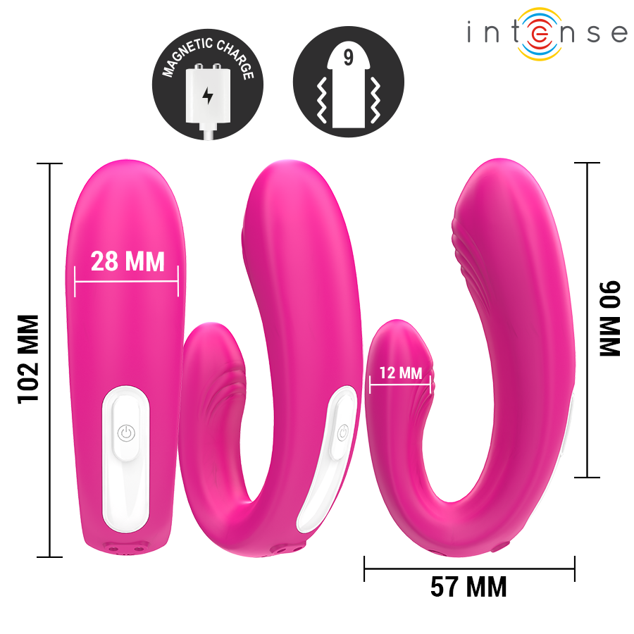 INTENSE - JANET DUAL U-SHAPED STIMULATOR AND VIBRATOR WITH REMOTE CONTROL PINK - Image 3